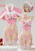 Ensemble de Lingerie Sexy en Fourrure Rose Combinaison à Bretelles avec Nœud de Noël avec Cape et Chapeau