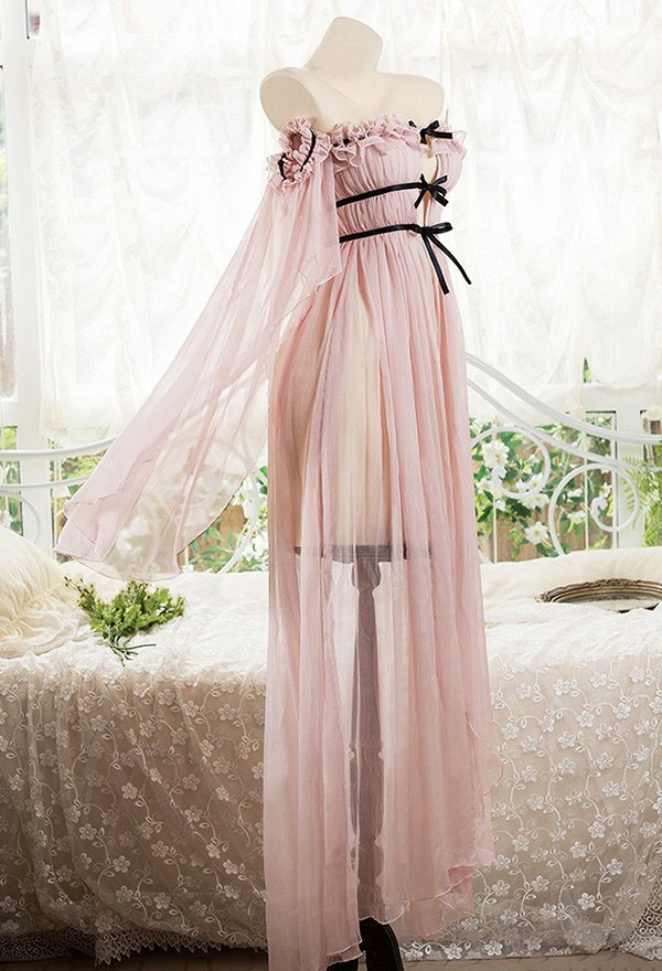 Cosplay Kostüm Sexy Netzkleid und Tanga mit Ärmeln