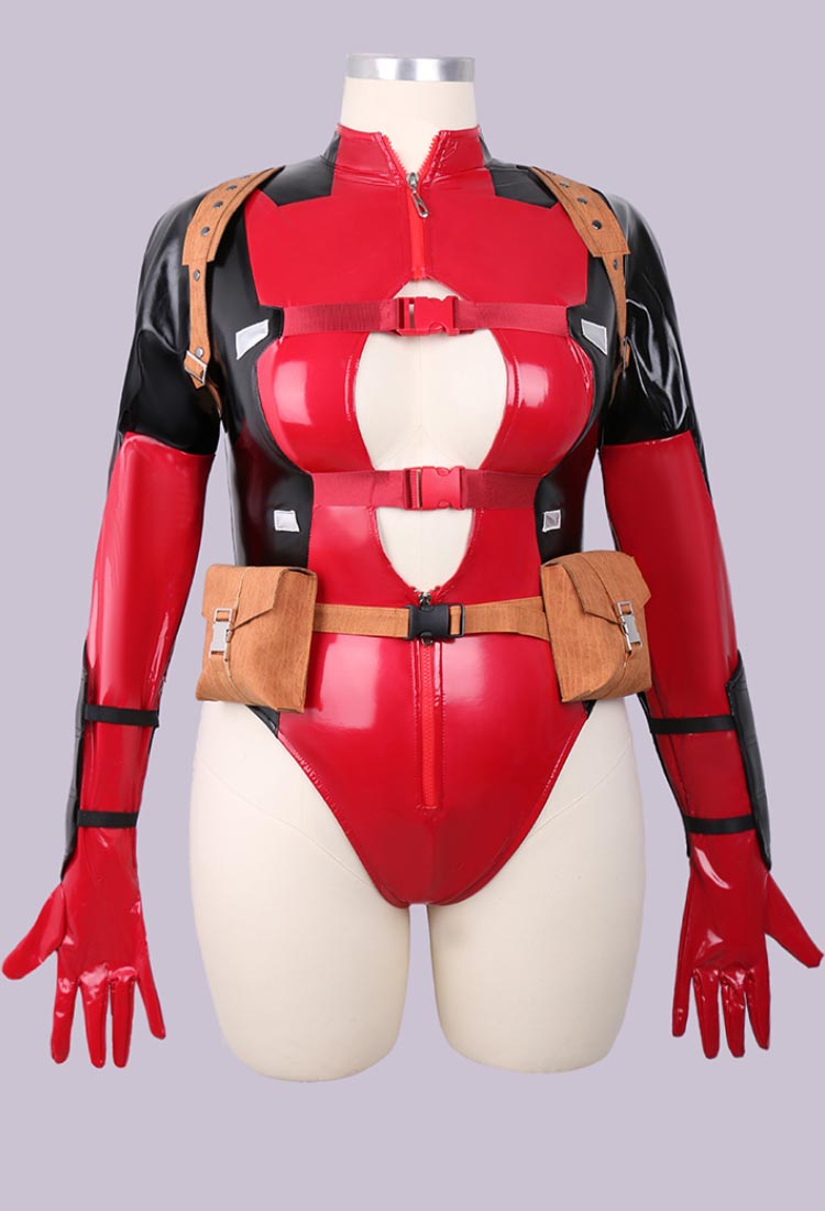 Talla Plus Deadpool Derivado Spin-Off Sexy Erotica Set Body y Cinturón con Riñonera y Casco