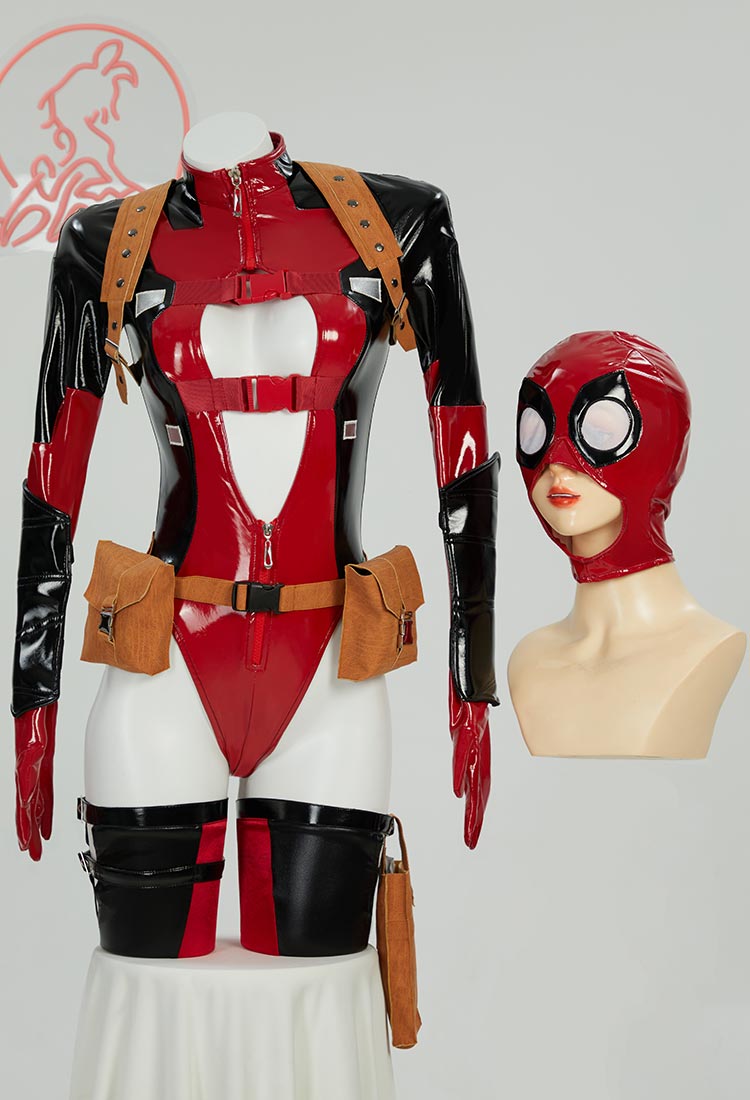 Deadpool Disfraz de Cosplay Spin-Off Sexy Erotica Set Body y Cinturón con Riñonera y Casco