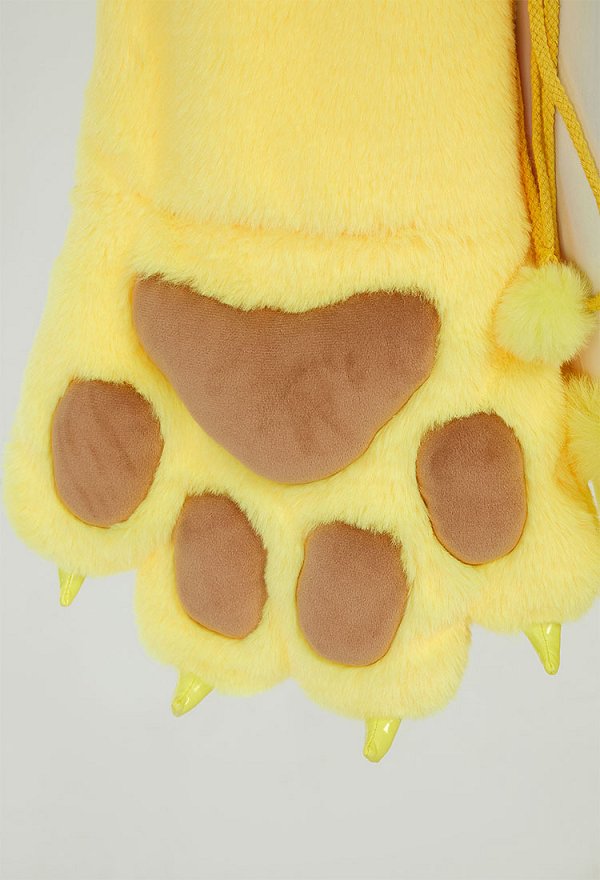 PM Derivado Bikini Furry Paw Amarillo Sexy Conjunto Erótico Gran Pata Sudadera con Capucha y Lencería Braga con Cola