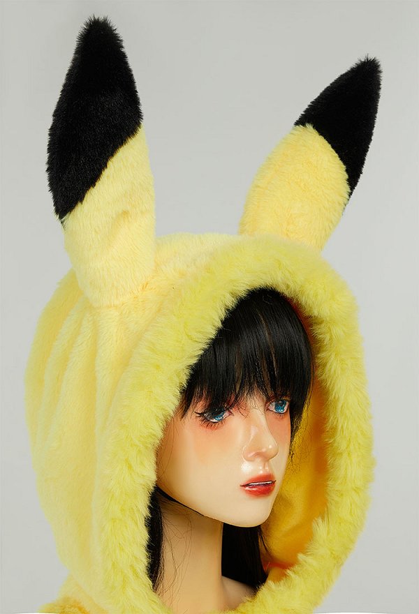 PM Derivado Bikini Furry Paw Amarillo Sexy Conjunto Erótico Gran Pata Sudadera con Capucha y Lencería Braga con Cola