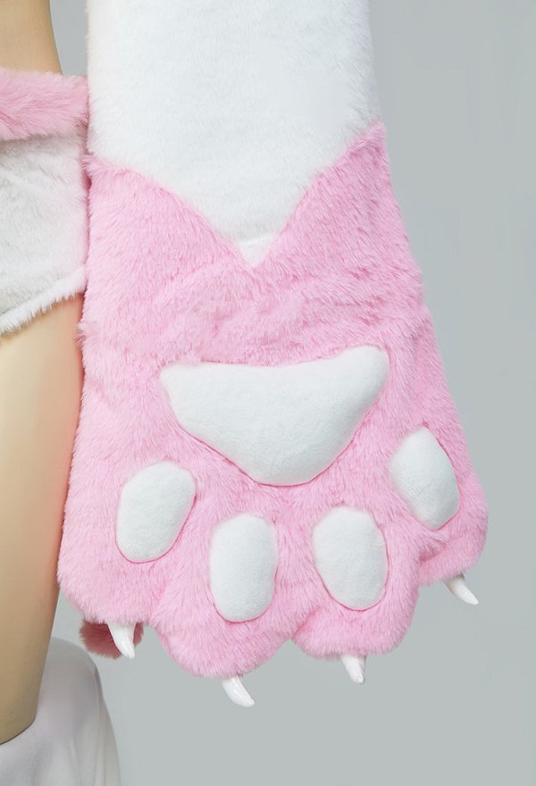 PM Derivado Bikini Furry Paw Sexy Traje Erótico Chaqueta Corta de Felpa y Corsé con Pantalón y Calcetines