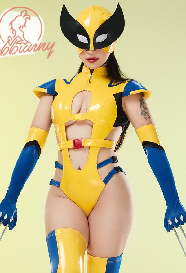 Super-héros Dérivé Ensemble de Lingerie Sexy avec Combinaison et Chapeau avec des Gants