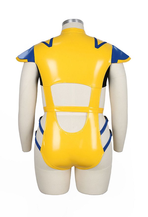 Talla Plus Conjunto sexy inspirado en superhéroe Wolverine: body con transparencias que incluye gorro y guantes