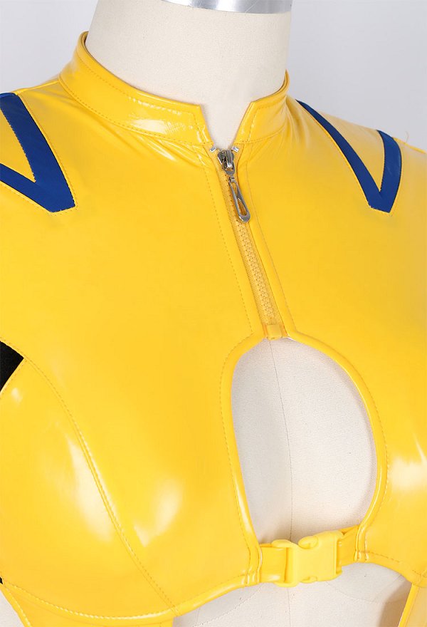 Talla Plus Conjunto sexy inspirado en superhéroe Wolverine: body con transparencias que incluye gorro y guantes