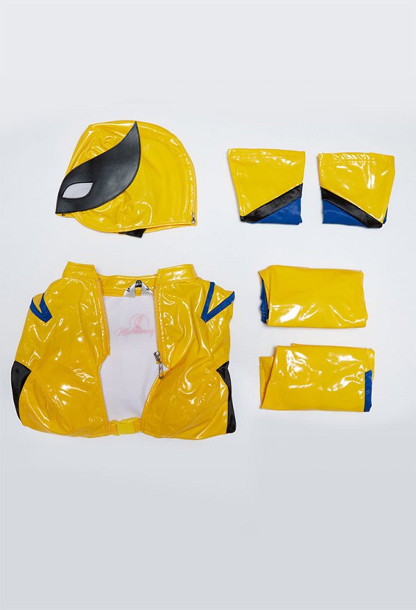 Talla Plus Conjunto sexy inspirado en superhéroe Wolverine: body con transparencias que incluye gorro y guantes