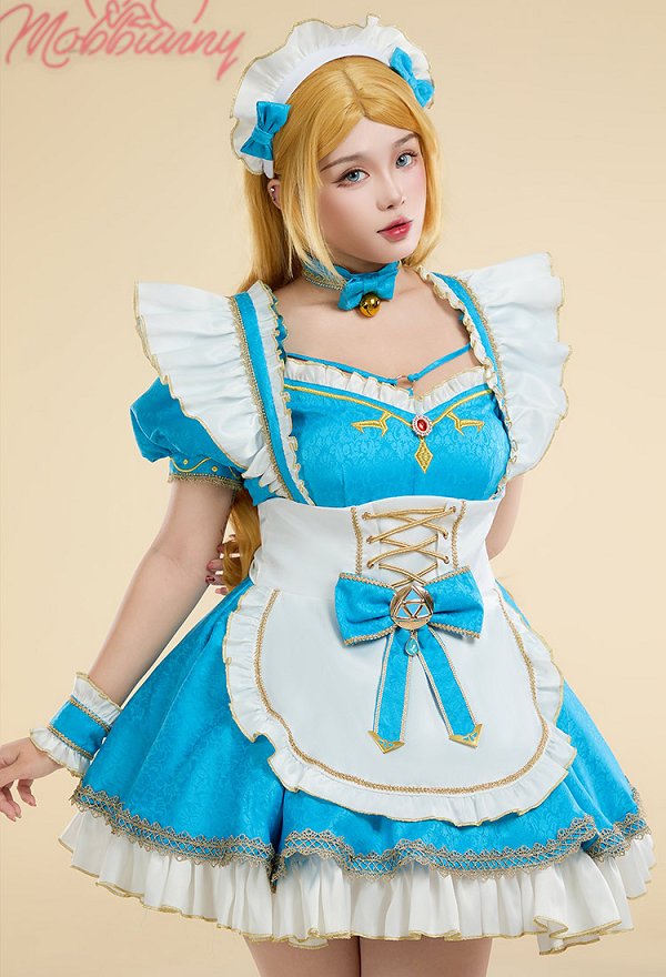 Princess Zelda Dérivé Robe de Femme de Chambre en Lingerie Sexy avec Tablier et Manches