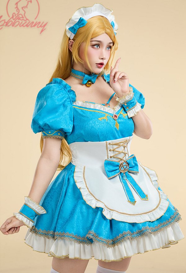 Princess Zelda Dérivé Robe de Femme de Chambre en Lingerie Sexy avec Tablier et Manches