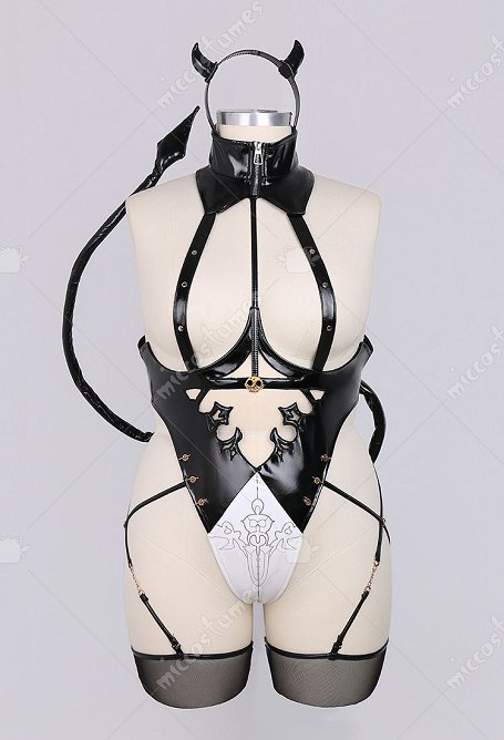 MOBBUNNY X DISHWASHER 1910 Talla Plus 2B derivado Body sexy de diablito con tirantes recortados, cola y tocado
