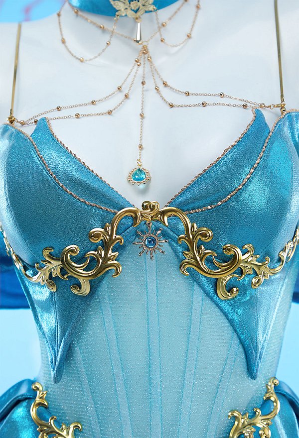 Bloom Derivat Sexy Dessous Kleid Lingerie Tief Ausgeschnit Unregelmäßig Blaues Kleid mit Ärmeln Halsreif Cosplay Bloom Derivat Sexy Dessous Kleid Lingerie Tief Ausgeschnit Unregelmäßig Blaues Kleid mit Ärmeln Halsreif Cosplay