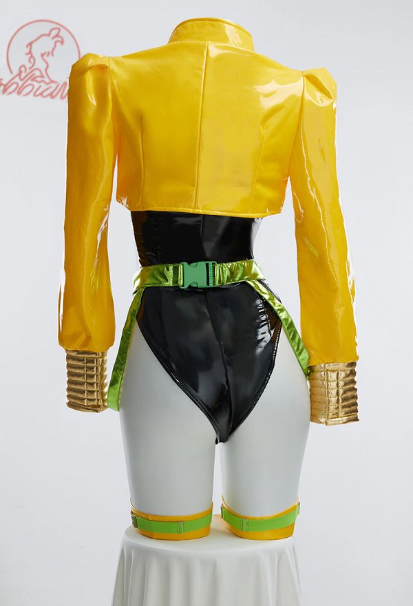 Dio Derivative Sexy Dessous Lingerie Herz Ausschnitt Bodysuit mit Kurz Jacke Gürtel