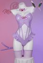 Body de lencería sexy PM Derivative Body ajustado de cuero brillante con cuello y diadema
