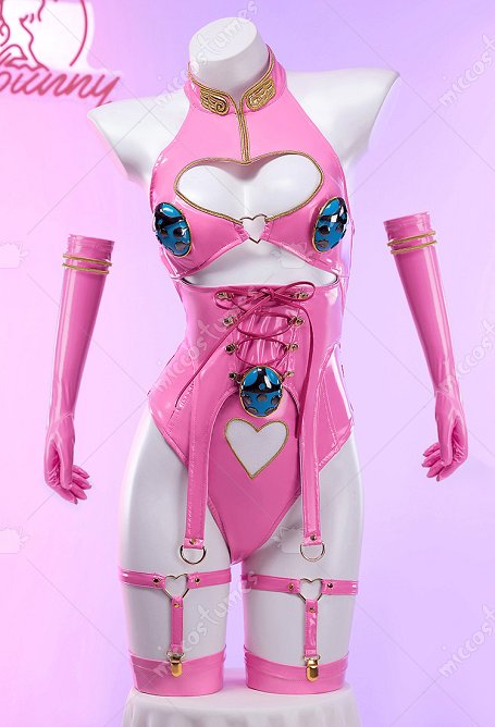 Body de lencería sexy con escote halter y guantes con aros para las piernas, derivado de Giovanna de JJBA