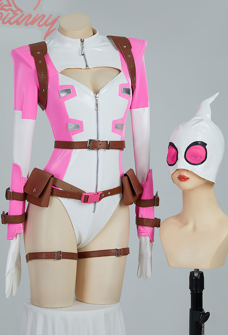   Disfraz de Cosplay Body de lencería sexy derivado de superhéroe con protectores de muñecas y gorro