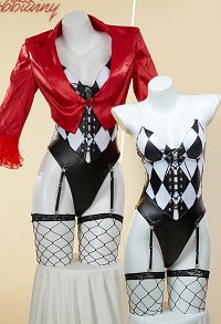 Joker 2 Clown Girl Derivative Sexy Dessous Set Lingerie Bodysuit Jacke mit Socken