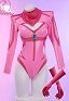 Sexy Peach Princess Derivative Lingerie Dessous Set Rennanzug Gestreiftem Cut Out mit Kronen Handschuhe