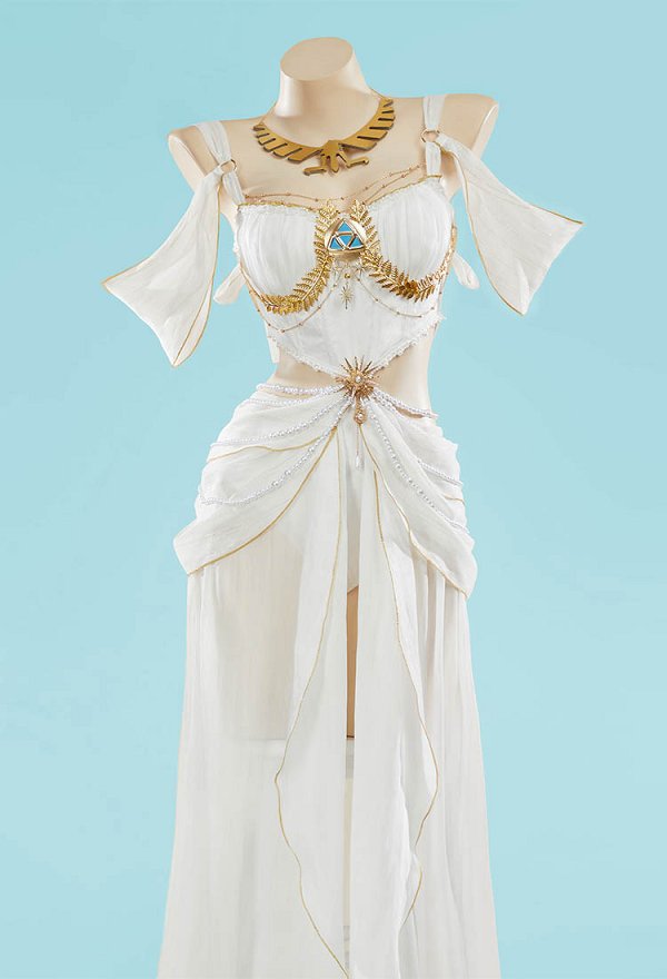 Princesa Zelda Derivada Sexy Lencería Vestido de Baile Conjunto Body partido con mangas y cuello