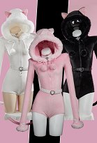 Kawaii Kapuzen Bodysuit Lingerie Sexy Dessous Plüsch Strampler Schwanz Gürtel Kawaii Kapuzen Bodysuit Lingerie Sexy Dessous Plüsch Strampler Schwanz Gürtel