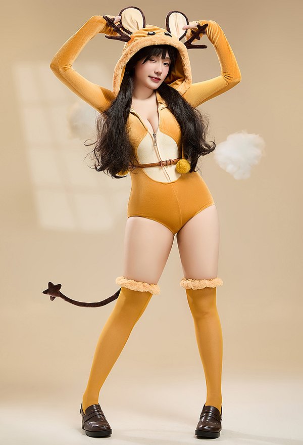 PM Derivado Sexy Linngerie Peluche Bodycon Romper Kawaii Body con capucha y cinturón de cola