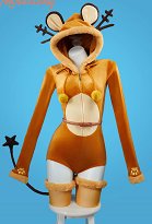 PM Derivado Sexy Linngerie Peluche Bodycon Romper Kawaii Body con capucha y cinturón de cola