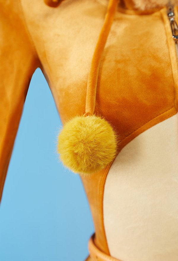 PM Derivado Sexy Linngerie Peluche Bodycon Romper Kawaii Body con capucha y cinturón de cola