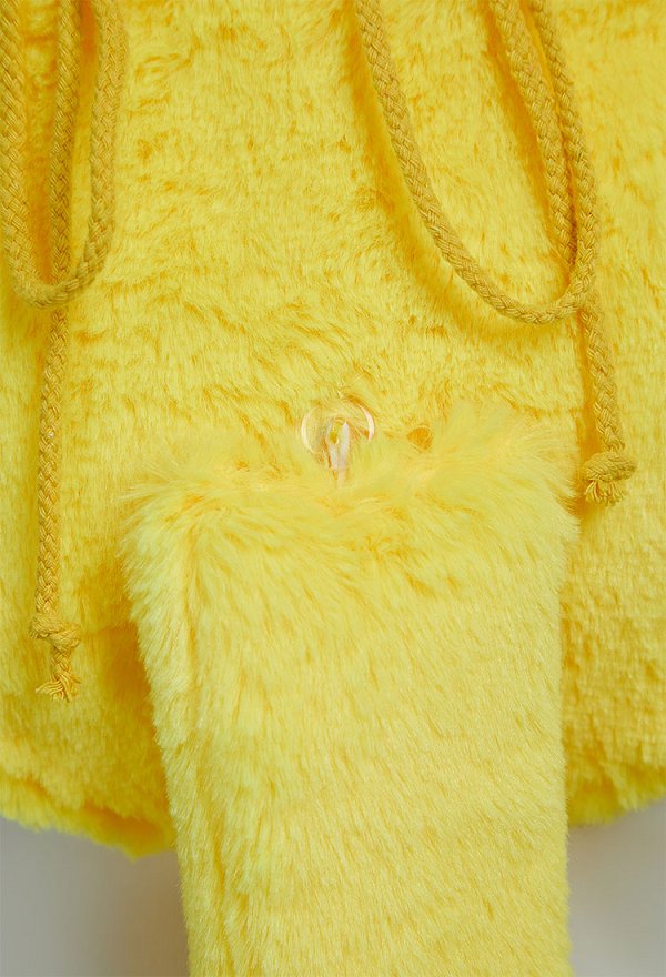 PM Derivative Bikini Furry Paw Yellow Sexy Lingerie Set Kawaii Plush Paw Guantes Sudadera con Capucha y Sujetador Braguitas