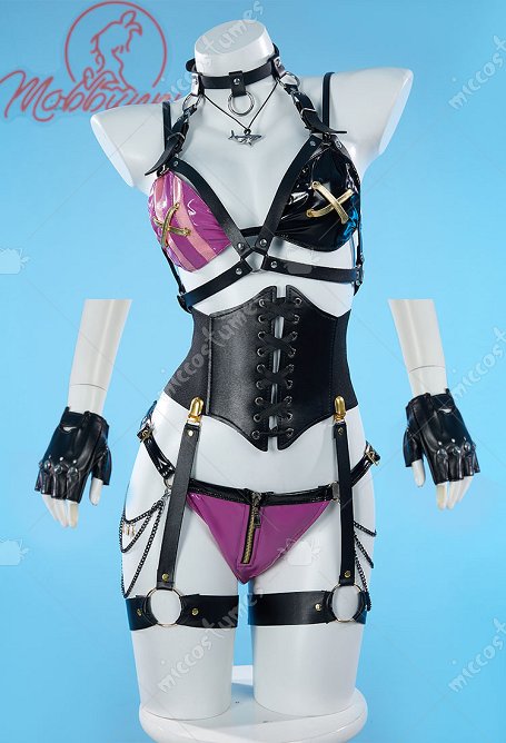 Game Jinx Derivado Sexy Lencería Set Bar Panty con Cintura Guantes