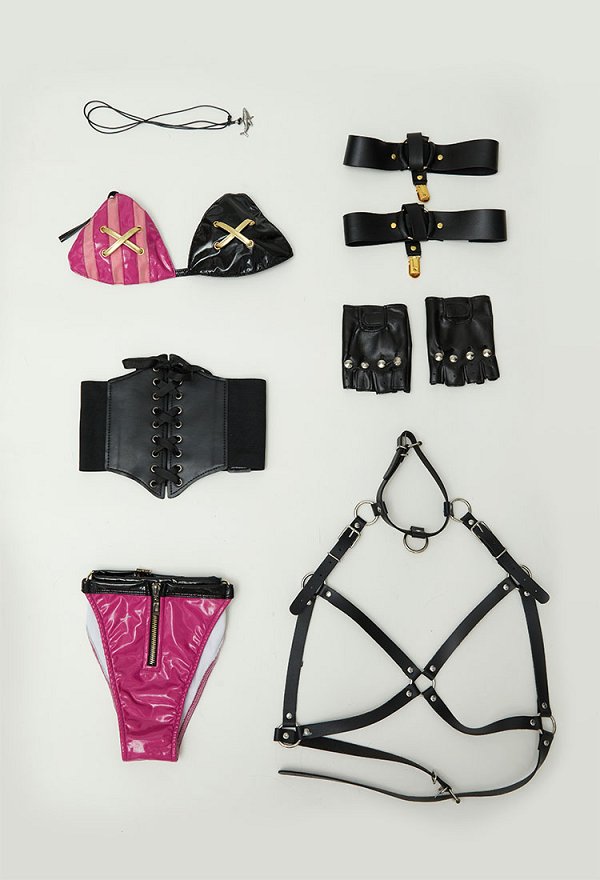 Game Jinx Derivative Sexy Lingerie Dessous Set BH Höschen mit Bund Handschuhen