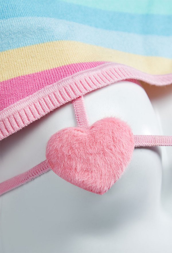Knitted Sexy Lingerie Set Kawaii Rainbow Stripe Crop Top with Bikini Bra Thong Set