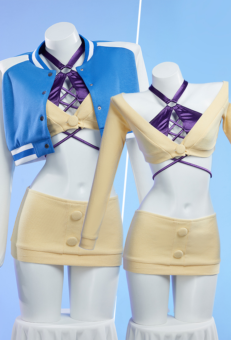 DDD Seiko Ayase Derivative Sexy Lingerie Set Short Sweater Top Skirt with Baseball Jacket
