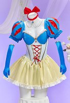 Halloween Princess Derivative Sexy Lingerie Off-Shoulder Mesh Patchwork Bodysuit with Gloves and Socks