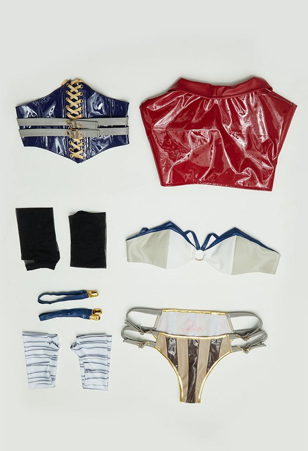 Juego Moba Derivado Conjunto Lencería Sexy Top Braga con Cintura y Chaqueta