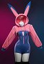 OW Dva Derivado Sexy Lencería Stretch Sportswear Cyber Style Bodysuit con Chaqueta Corta con Capucha