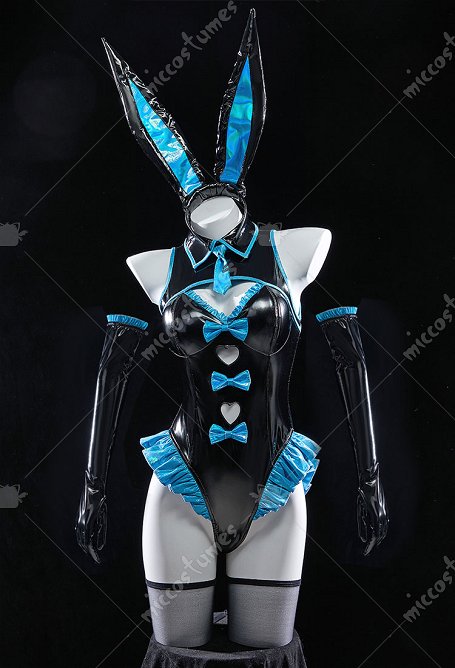 Vocal Derivado Sexy Lencería Conejito Niña Recortable Body sin Mangas con Guantes y Diadema