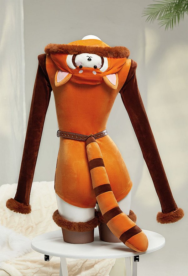Red Panda Sexy Plush Homewear - Furry Cute Romper with Tail and