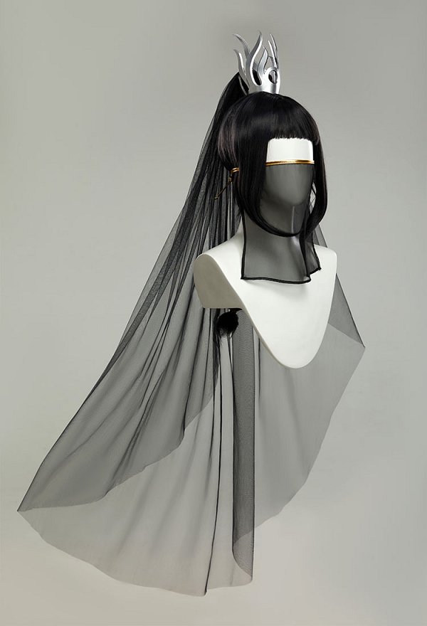 Mobbunny x Princess_Ailish Shadowheart Novia Gótica Vestido de Novia Negro Lencería Sexy Mono con Velo y Tocado