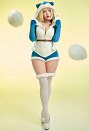 PM Derivative Sexy Lingerie Plush Homewear Fluffy Jumpsuit with Socks and Belt