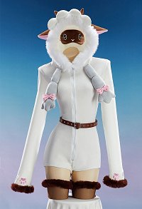 PM Derivative Sexy Fluffy Homewear Plush Romper Jumpsuit with Eye Mask and Belt