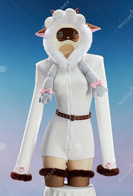 PM Derivative Sexy Fluffy Homewear Mono de felpa con antifaz y cinturón