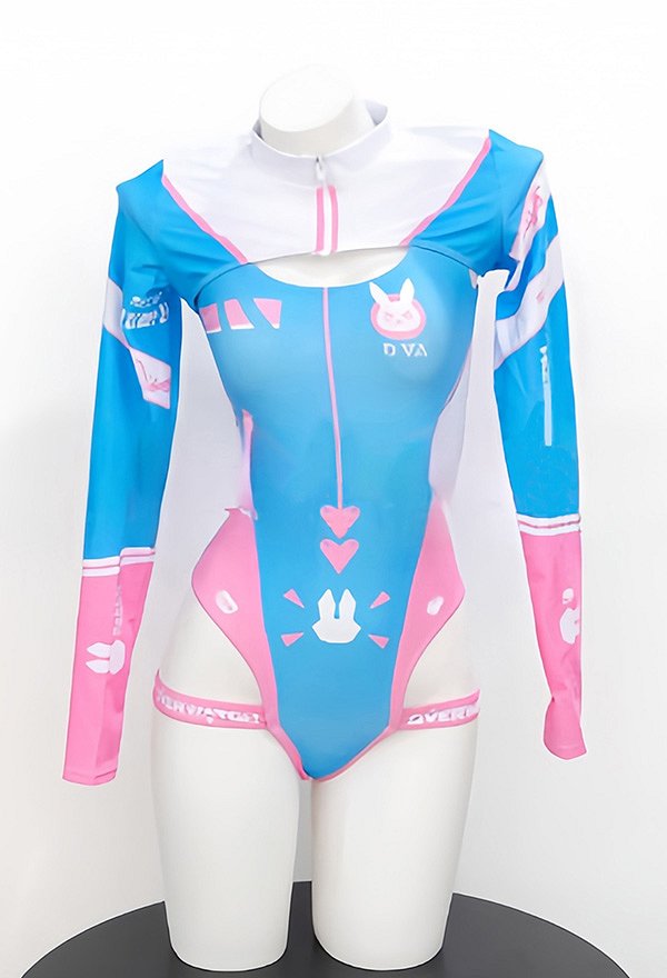 Mechanischer Kaninchen Polizei Sexy Dessous Anzug Rosa Blau Lingerie Cutout Bodysuit Kurzem Mantel
