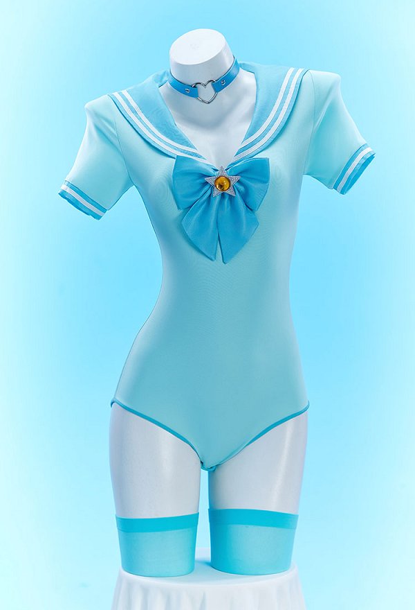 Princess Derivative Sexy Cosplay Sailor Outfit Set Bodysuit mit Faltenrock Schleife