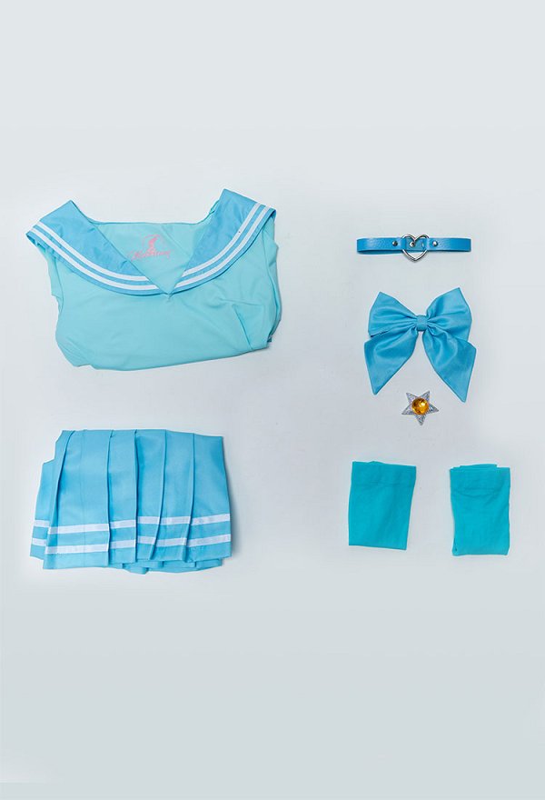 Princess Derivative Sexy Cosplay Sailor Outfit Set Bodysuit mit Faltenrock Schleife