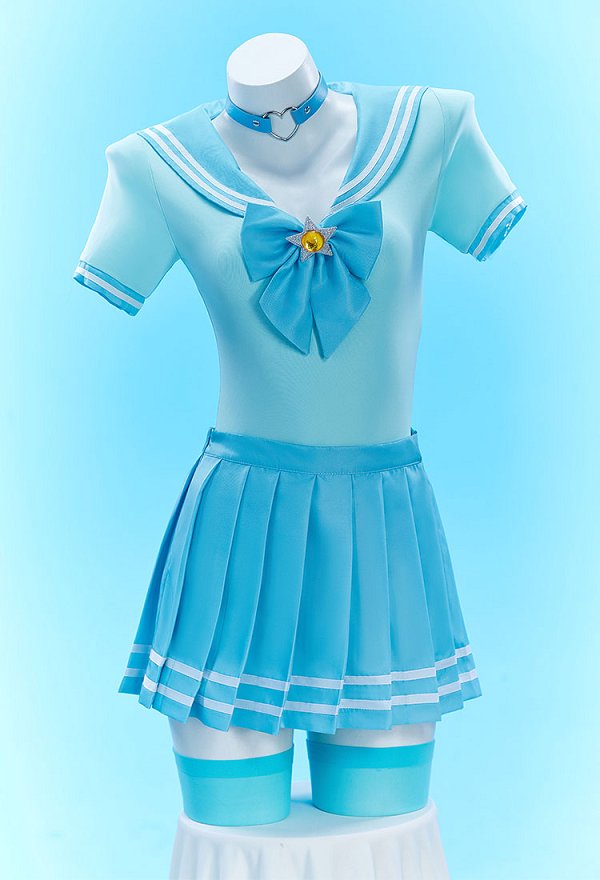 Princess Derivative Sexy Cosplay Sailor Outfit Set Bodysuit mit Faltenrock Schleife