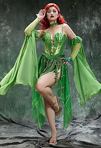 Superhero Derivative Sexy Lingerie Costume Elf Fairy Irregular Dress with Detachable Chiffon Sleeves