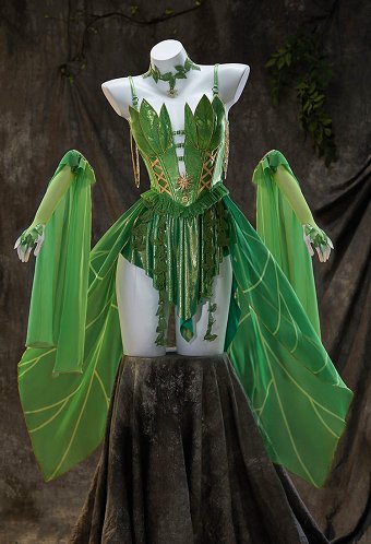 Superheroe Derivado Sexy Lencería Disfraz Elfo Hada Vestido Irregular con Mangas de Gasa Desmontable