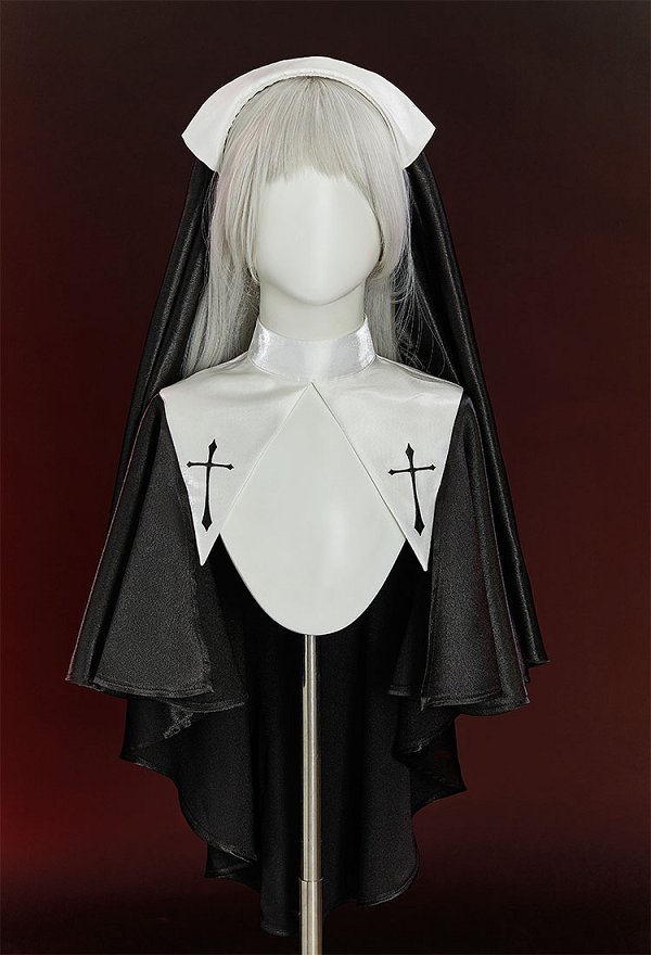 Traje erótico de cosplay de monja sexy body ajustado negro