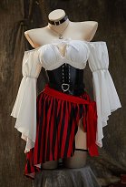 Sexy Frauen Piraten Lingerie Dessous Outfit Schulterfreies Oberteil Rock mit Taillengürtel Augenmaske Sexy Frauen Piraten Lingerie Dessous Outfit Schulterfreies Oberteil Rock mit Taillengürtel Augenmaske