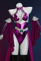 Super Heroine Titans Starfire Dérivé Sexy Robe Danseuse Ensemble Combinaison à dos nu avec jupe et manches en gaze Super Heroine Titans Starfire Dérivé Sexy Robe Danseuse Ensemble Combinaison à dos nu avec jupe et manches en gaze
