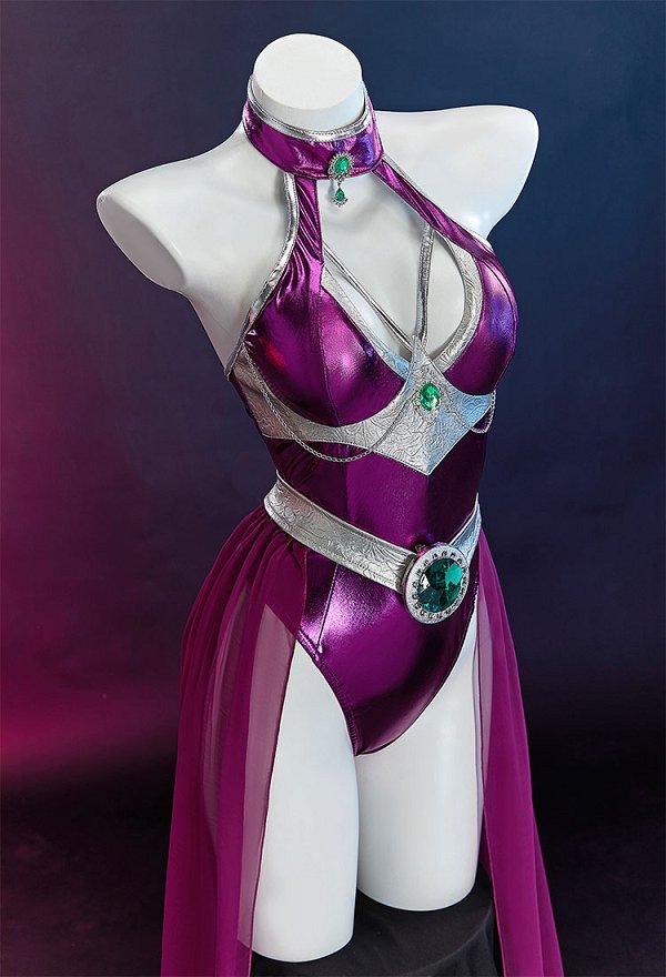 Super Heroine Titans Starfire Dérivé Sexy  Robe Danseuse Ensemble  Combinaison à dos nu avec jupe et manches en gaze